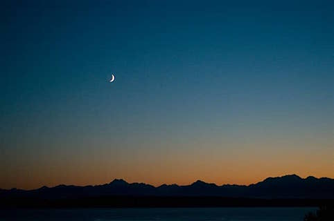 Sliver Moon over Olympics