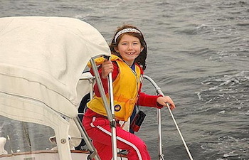 Meghan on sailboat
